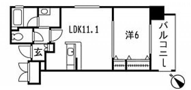 ZIO宝町(1LDK/6階)の間取り写真