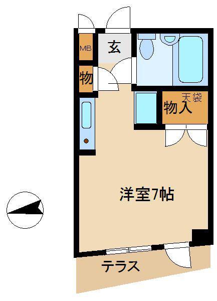 シャンプル亀戸(ワンルーム/1階)の間取り写真