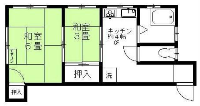 桐山荘(2K/2階)の間取り写真