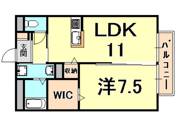 フレッツァ西宮堤町D(1LDK/2階)の間取り写真