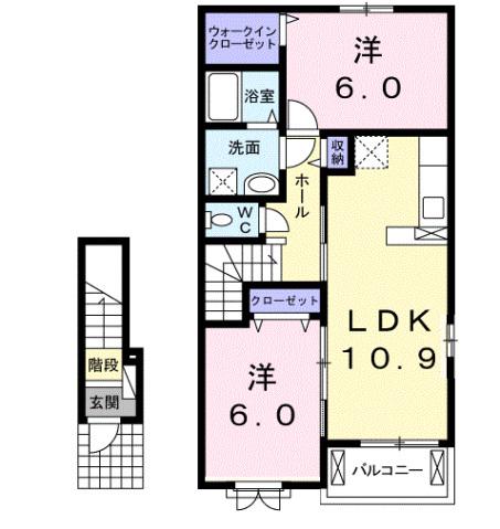 エターナルB(2LDK/2階)の間取り写真