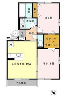 ハピネスヒルズ(2LDK/2階)の間取り写真