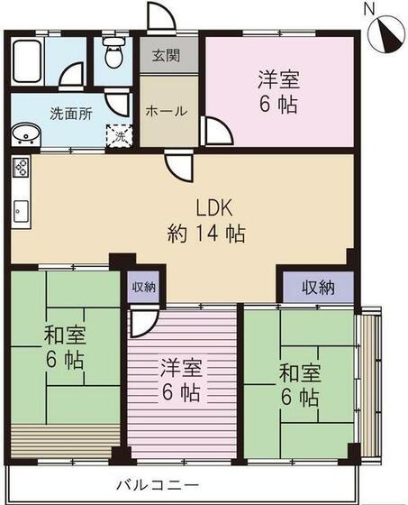 久保田ビル(4LDK/3階)の間取り写真