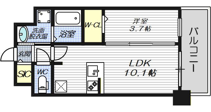 LOUIS RESIDENCE弁天町(1LDK/5階)の間取り写真
