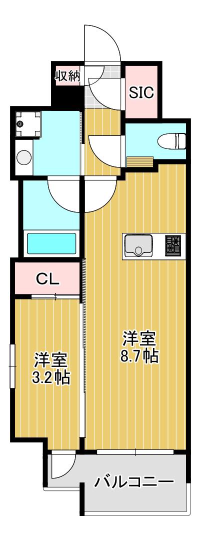 リビオレゾン靭公園(1LDK/13階)の間取り写真