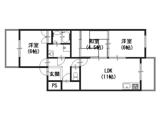 スクエアメゾン並河A棟(3LDK/4階)の間取り写真