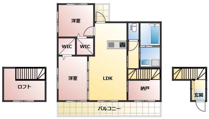 ミアカーサ・セリC(2LDK/2階)の間取り写真