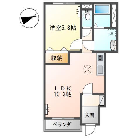 ミルキーハウス(1LDK/1階)の間取り写真