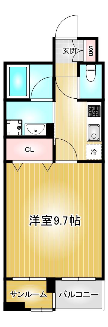 あいさきがけ(1K/10階)の間取り写真