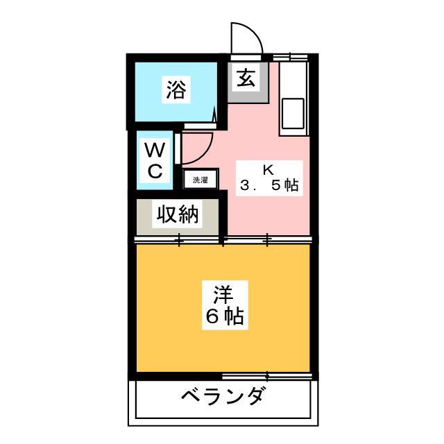 第二メイユーハイツ(1K/2階)の間取り写真