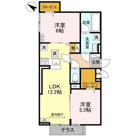 クレール・メゾン(2LDK/1階)の間取り写真