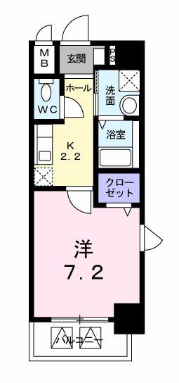 マウントック・ローズ(1K/2階)の間取り写真
