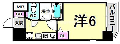 エステムコート神戸三宮山手センティール(1K/5階)の間取り写真