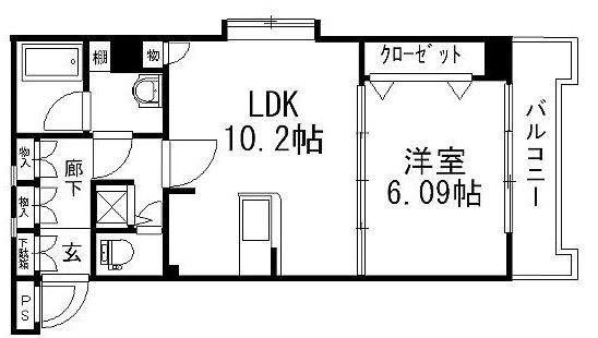 リベラいわき(1LDK/3階)の間取り写真
