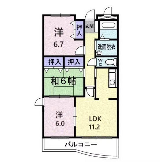 ピュアー双葉(3LDK/2階)の間取り写真