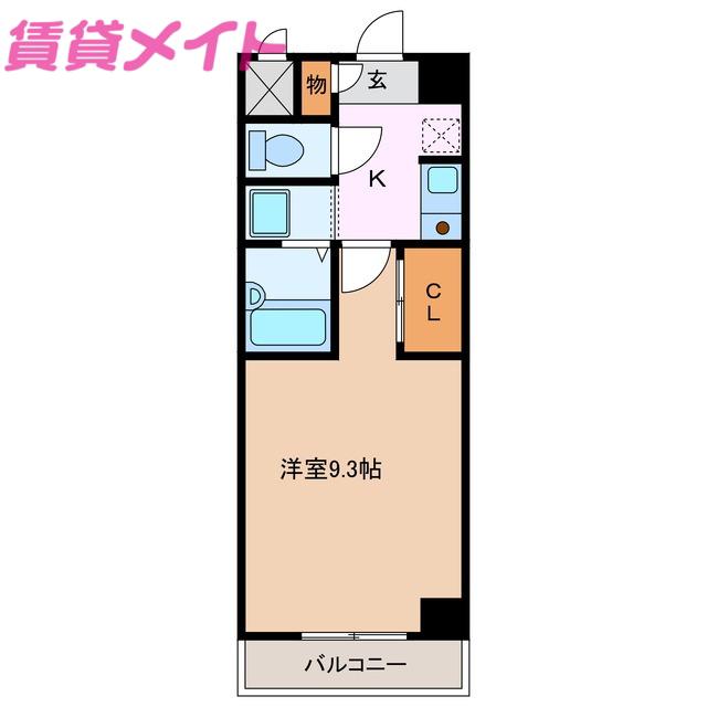 WILL DO 四日市白須賀(1K/3階)の間取り写真