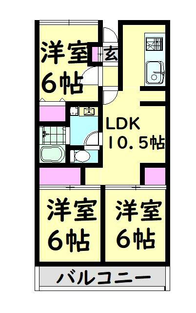 クレセールSADA(3LDK/2階)の間取り写真