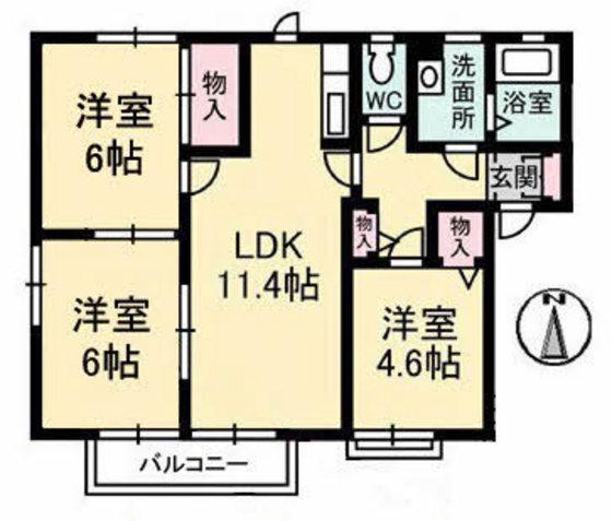 ディアスイースト(3LDK/1階)の間取り写真