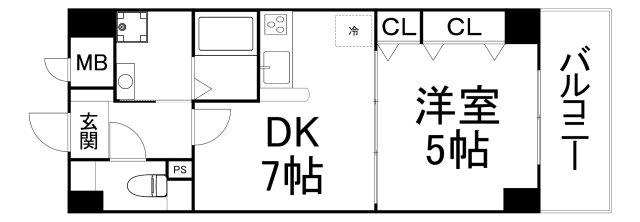カナセ上汐町(1DK/2階)の間取り写真