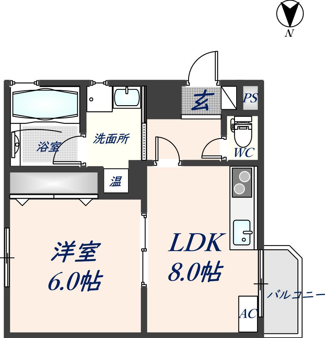 INOVE若江北(1LDK/3階)の間取り写真