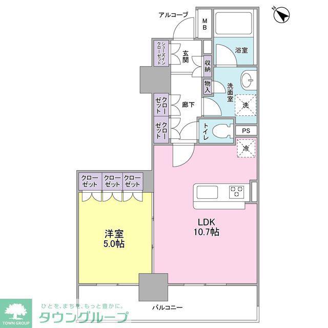 LASANTE五反田(1LDK/7階)の間取り写真