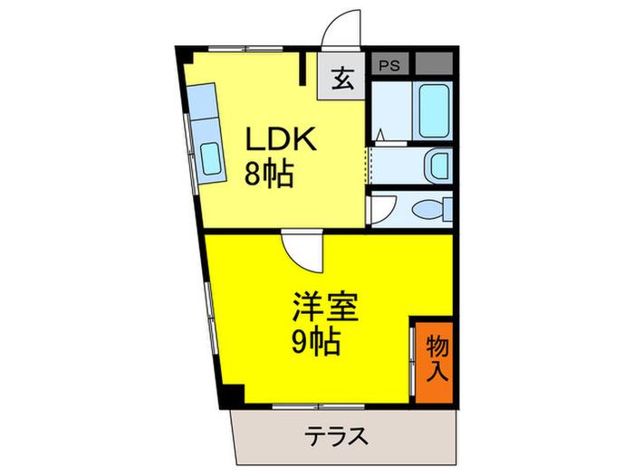 西町コーポ(1LDK/1階)の間取り写真
