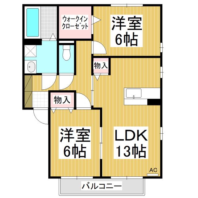 リビングタウン瀬原田II A棟(2LDK/1階)の間取り写真