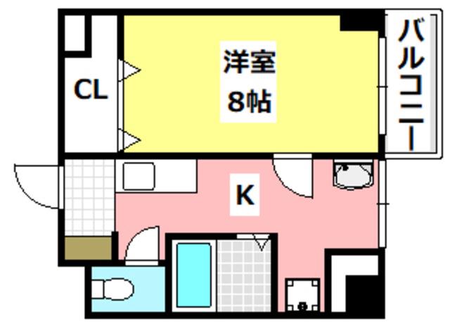 イーズ南春日丘(1K/4階)の間取り写真