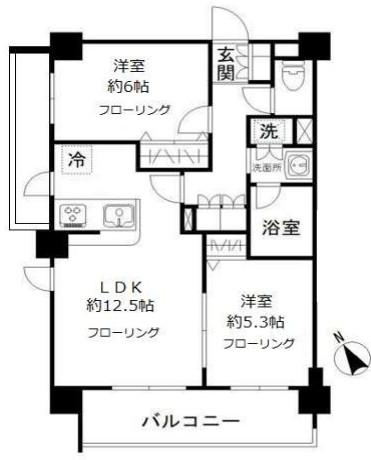 N-STAGE 赤羽志茂(2LDK/5階)の間取り写真