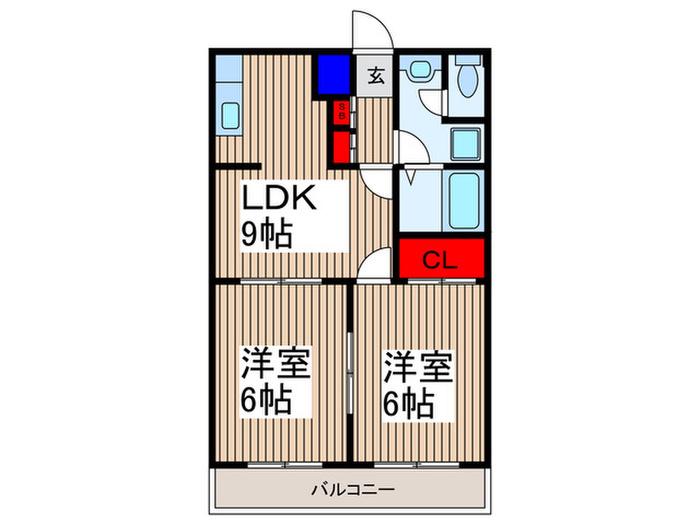 エクセル井出(2LDK/3階)の間取り写真