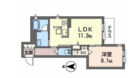 ルボヌールヤエ(1LDK/1階)の間取り写真