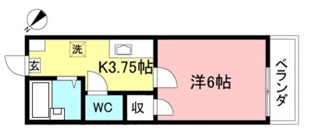 クレセント府中(1K/2階)の間取り写真