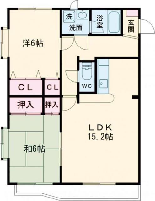 ヴェルデ・ヒルズ(2LDK/1階)の間取り写真