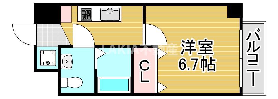 ラ・フォーレ野江内代II(1K/2階)の間取り写真