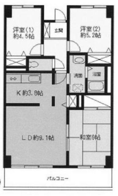 フローラル藤が丘(3LDK/4階)の間取り写真