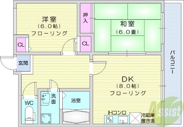 プレバンス・アイ(2DK/7階)の間取り写真
