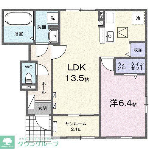 ソレアード(1LDK/1階)の間取り写真