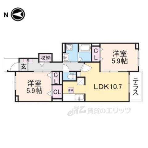 バーミィー(2LDK/1階)の間取り写真