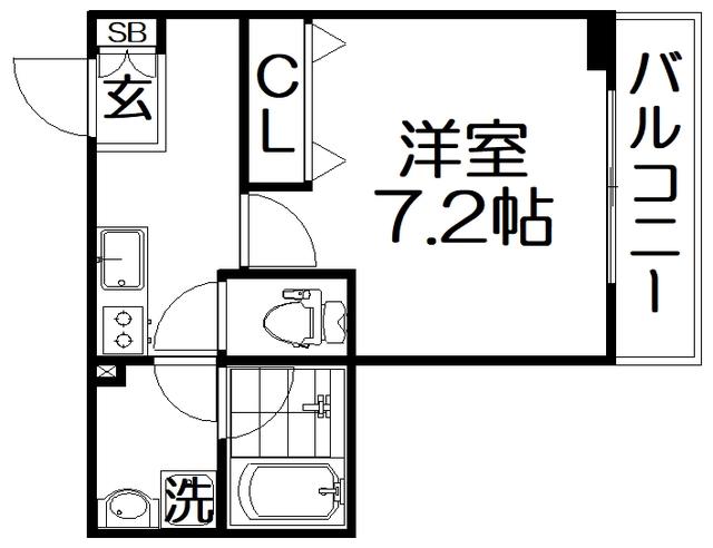 INOVE寝屋川大利町(1K/1階)の間取り写真