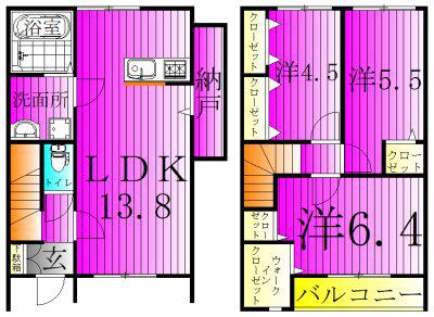 GRAND TERRACE 野々下(3LDK/1階)の間取り写真