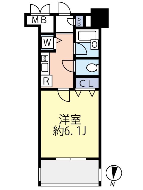 グランヴァン両国II(1K/6階)の間取り写真