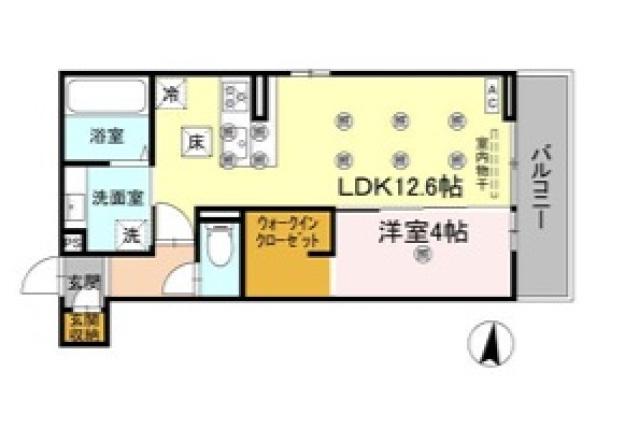 クランツ北井門(1LDK/1階)の間取り写真
