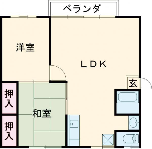 カームハイツ(2LDK/1階)の間取り写真