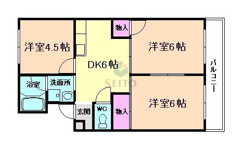 西田ハイツ(3DK/1階)の間取り写真