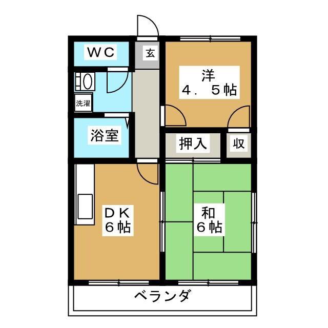 メゾンドール駿河台(2DK/1階)の間取り写真