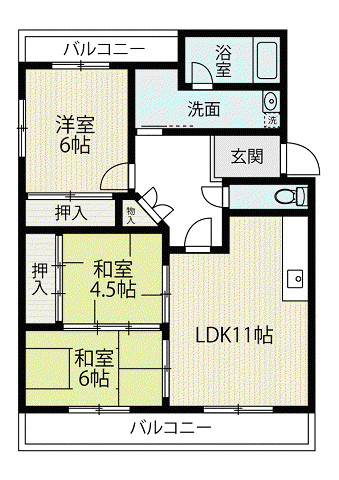 第2コーポ安部(3LDK/1階)の間取り写真
