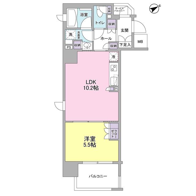 フレアージュ恵比寿(1LDK/8階)の間取り写真