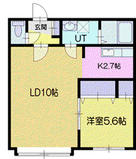 コートしなの(1LDK/1階)の間取り写真