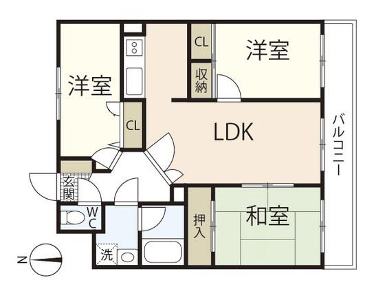 アセーラB館(3LDK/2階)の間取り写真
