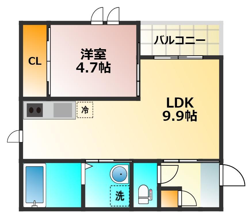 レガリストSJ花畑(1LDK/2階)の間取り写真